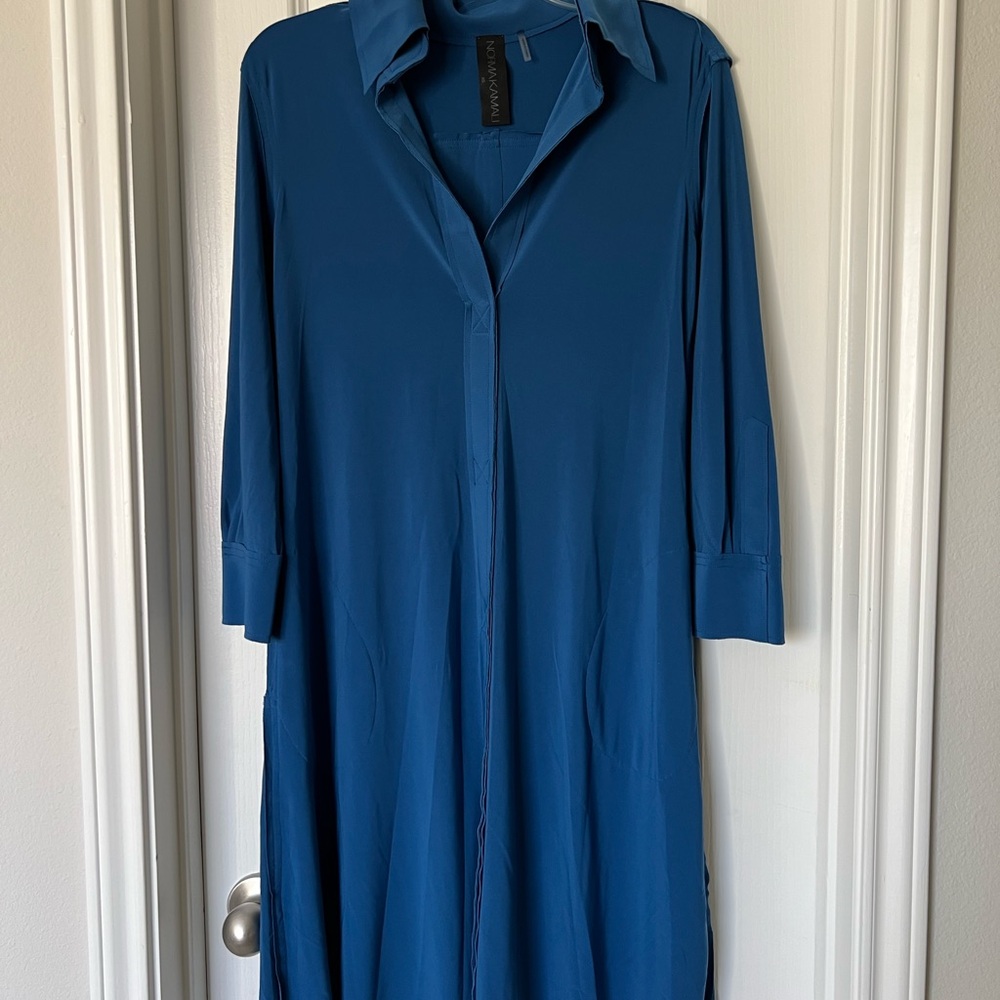 Norma kamali blue shirt dress XS